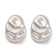 Non-Tarnish 304 Stainless Steel Stud Earrings, Oval, Stainless Steel Color, 27x20mm(EJEW-H013-36P)