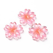 Transparent Epoxy Resin Cabochons, Flower, Pink, 22x21x5mm(CRES-S365-22)