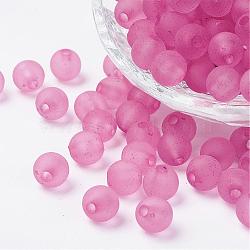 Transparent Acrylic Beads, Round, Frosted, Pearl Pink, 14mm, Hole: 2mm, about 300pcs/500g(PL724-C28)
