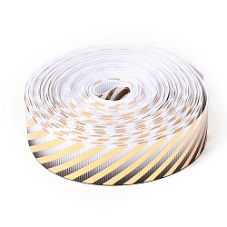 Laser Polyester Grosgrain Ribbon, Single Face Printed, for Bows Gift Wrapping, Festival Party Decoration, Stripe Pattern, 7/8 inch(22mm), 10 yards/roll(9.14m/roll)(OCOR-I010-03C)