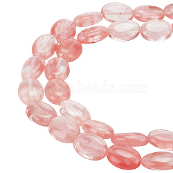 1 Strand Cherry Quartz Glass Beads Strands, Flat Oval, 13.5x9.5~10x5.5mm, Hole: 1mm, about 27~28pcs/strand, 14.49~15.47''(36.8~39.3cm)(G-AR0005-02)