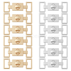 WADORN 12Pcs 2 Colors Alloy Twist Lock Clasps, Turn Lock for Purse Making, Platinum & Light Gold, 5.2x2x0.95cm, Hole: 14.5x5.5mm, 6pcs/color(FIND-WR0010-50)