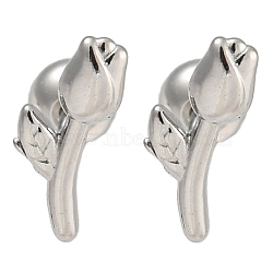 304 Stainless Steel Cartilage Earrings, Stainless Steel Color, Flower, 9.5x5mm(EJEW-B066-01G-P)