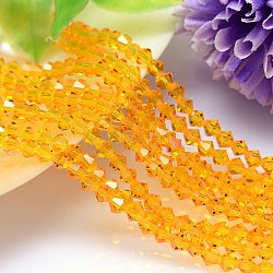 Faceted Imitation Austrian Crystal Bead Strands, Grade AAA, Bicone, Orange, 6x6mm, Hole: 0.7~0.9mm, about 68pcs/strand, 15.7 inch(G-M180-6mm-08A)