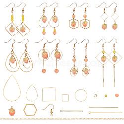 SUNNYCLUE DIY Flower Earring Making Kits, Including Handmade Natural Real Flower Dried Pendants, Natural Malaysia Jade & Glass Beads, Brass Earring Hooks & Cable Chains & Linking Rings, Golden, 18x20x1mm, 2pcs/box(DIY-SC0001-82G)