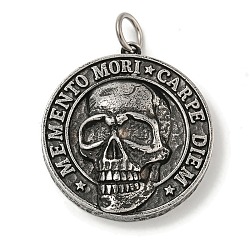 316 Surgical Stainless Steel Pendants, Skull, Antique Silver, 41x38x6mm, Hole: 7mm(STAS-Z073-74AS-03)