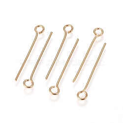 304 Stainless Steel Eye Pins, Golden, 22x0.6mm, Hole: 2mm(X-STAS-L238-005H-G)