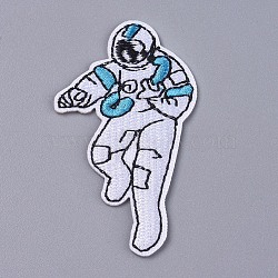 Computerized Embroidery Cloth Iron On/Sew On Patches, Costume Accessories, Spaceman, Sky Blue, 64x37x1mm(DIY-D030-F01-B)