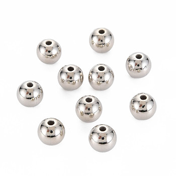 ABS Plastic Beads, Round, Platinum Plated, 8x7.5mm, Hole: 1.8mm, about 1700pcs/500g