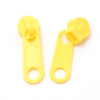 Plastic Zipper Slider, Garment Accessories, Oval, Yellow, 3.6x1.1x1.1cm