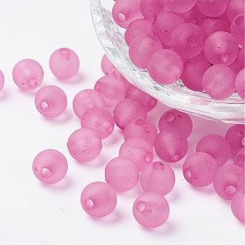 Transparent Acrylic Beads, Round, Frosted, Pearl Pink, 14mm, Hole: 2mm, about 300pcs/500g