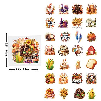 50Pcs Thanksgiving Day Cartoon PET Self-Adhesive Picture Stickers, for Water Bottles, Laptop, Luggage, Cup, Computer, Mobile Phone, Skateboard, Guitar Stickers Decor, Mixed Color, 49~50x30~49x0.1mm, 50pcs/set