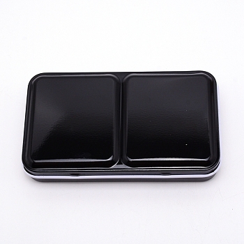 Empty Watercolor Tin Box Palette Paint Case, Rectangle, Black, 12.4x7.2x2.4cm