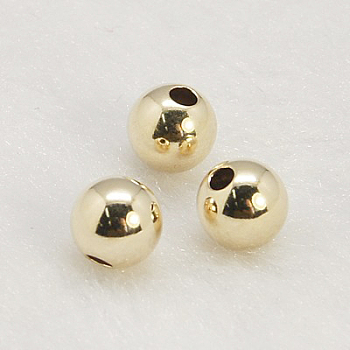 Yellow Gold Filled Beads, 1/20 14K Gold Filled, Round, 7mm, Hole: 2mm