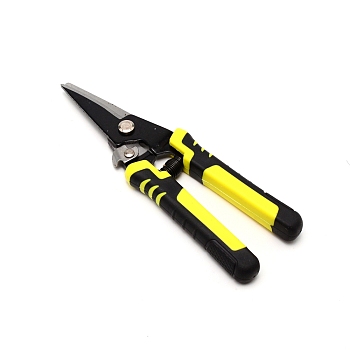 Carbon Steel Multi-Function Scissors, Straight Head, with Plastic Handle, Yellow, 20.5x5.5x1.7cm