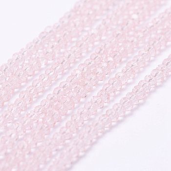 Transparent Glass Beads Strands, Faceted, Rondelle, Lavender Blush, 2.5x1.5~2mm, Hole: 0.5mm, about 185~190pcs/strand, 13.7 inch~14.1 inch