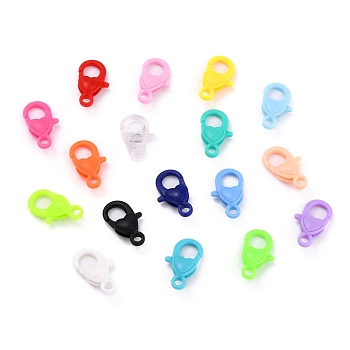 Plastic Lobster Claw Clasps, Heart, Mixed Color, 22.5x13x6.5mm, Hole: 3mm