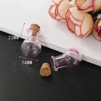 Miniature Glass Bottles, with Cork Stoppers, Empty Wishing Bottles, for Dollhouse Accessories, Jewelry Making, Light Bulb Pattern, 23x14mm