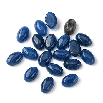 Natural White Jade Cabochons, Oval, Dyed, Marine Blue, 6x4x2~2.5mm