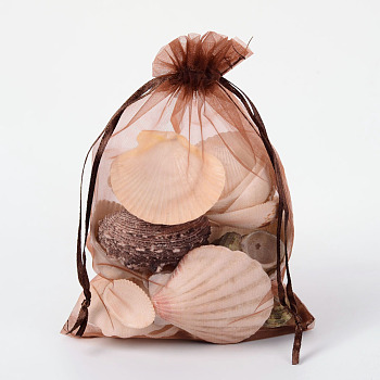 Organza Gift Bags with Drawstring, Jewelry Pouches, Wedding Party Christmas Favor Gift Bags, Chocolate, 18x13cm