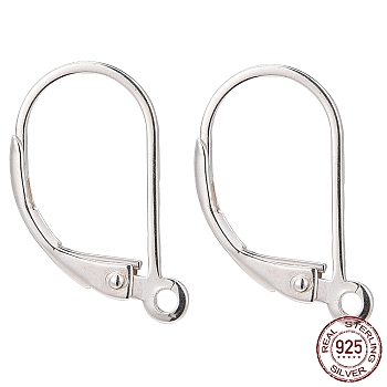 925 Sterling Silver Leverback Earring Findings, with 925 Stamp, Silver, 16x9x1.5mm, Hole: 1mm, Pin: 0.8mm