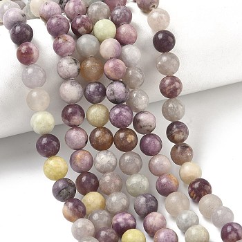 Natural Lepidolite/Purple Mica Stone Beads Strands, Round, 8.5mm, Hole: 0.8mm, about 46pcs/strand, 14.76''(37.5cm)
