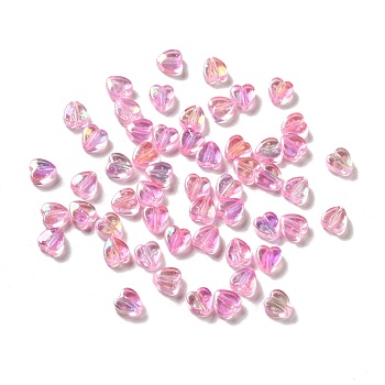 Eco-friendly Transparnt Plastic Beads, AB Colored, Heart, Pearl Pink, 6x6x3mm, Hole: 1.2mm, about 8300pcs/500g