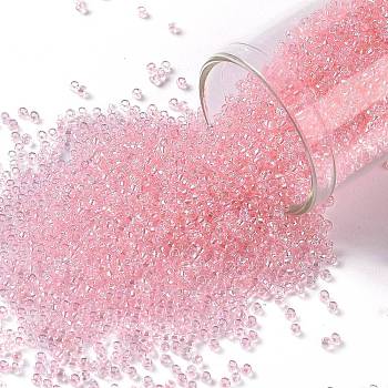 TOHO Round Seed Beads, Japanese Seed Beads, (171) Dyed AB Ballerina Pink, 15/0, 1.5mm, Hole: 0.7mm, about 15000pcs/50g