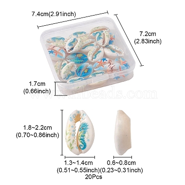 20Pcs Printed Natural Cowrie Shell Beads(SHEL-YW0001-03D)-4