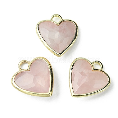 Light Gold Heart Rose Quartz Pendants