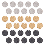 PVD Vacuum Plating 304 Stainless Steel Charms, Textured, Laser Cut, Flat Round, Mixed Color, 15x0.8mm, Hole: 1.5mm, 30pcs/box(STAS-SC0001-59C)