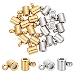 20Pcs 2 Colors Stainless Steel Tube Bails, Loop Bails, Bail Beads, with Silicone Inside, Column, Mixed Color, 7x4x5mm, Hole: 0.8mm, 10pcs/color(FIND-UN0016-15)