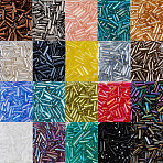 3000Pcs 20 Colors Glass Bugle Beads, Ceylon, Mixed Color, 6x2mm, Hole: 0.5mm, 150pcs/color(SEED-PA0001-02)