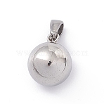 Non-Tarnish 201 Stainless Steel Pendants, Round Charms, Stainless Steel Color, 14.5x12mm, Hole: 3x7mm(STAS-G284-13A-P)