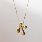 Brass Chunky Initial Pendant Necklaces, with Stainless Steel Lobster Claw Clasps, Real 14K Gold Plated, Letter K, 17.72~18.90 inch(45~48cm)(WG97A63-11)