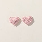 Wool & Iron Cabochons, Heart, Platinum, Pink, 22x18mm(FIND-H019-18A)
