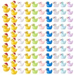100Pcs Luminous Mini Ducks, Yellow and White Tiny Ducks, Christmas Hat Resin Duck, Mini Resin Animal for Fairy Garden, Miniature Landscape, Tabletop, Cake, Potted Plants Decor, Mixed Color, 25x19x28mm(JX343A)