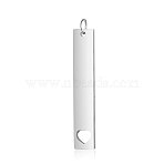 Anti-Tarnish 304 Stainless Steel Pendants, with Jump Ring, Mirror Polished Finish, Rectangle with Heart Charm, Stainless Steel Color, 40x7x1.5mm, Hole: 3mm(STAS-I311-13P)