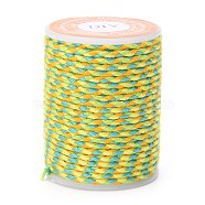 4-Ply Polycotton Cord Metallic Cord, Handmade Macrame Cotton Rope, for String Wall Hangings Plant Hanger, DIY Craft String Knitting, Green Yellow, 1.5mm, about 4.3 yards(4m)/roll(OCOR-Z003-D28)