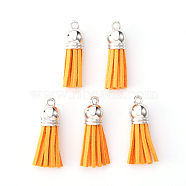 Faux Suede Tassel Pendant Decorations, with CCB Plastic Cord Ends, Platinum, 33~35x10mm, Hole: 2.5mm(X-FIND-R095-027P)