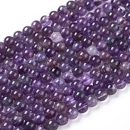 Natural Amethyst Round Bead Strands, Grade B, 6mm, Hole: 1mm, about 65pcs/strand, 15.74 inch(G-L170-6mm-03)