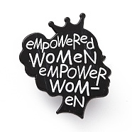 Word Empowered Women Empower Women Enamel Pin, Electrophoresis Black Alloy Feminism Brooch for Backpack Clothes, Black, 30x27x2mm, Pin: 1.2mm.(JEWB-D013-02G)