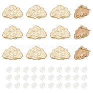 12Pcs Cloud Shape Brass Stud Earring Findings, with Horizontal Loop, Nickel Free, 30Pcs Plastic Ear Nuts, Real 18K Gold Plated, 11x16mm, Hole: 1mm, Pin: 0.8mm(KK-GO0001-65)