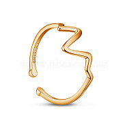 TINYSAND 925 Sterling Silver Cuff Finger Rings, Heartbeat, Rose Gold, US Size 7 1/4(17.5mm)(TS-R276-RG)