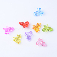 Tranparent Acrylic Pendants, Bear, Mixed Color, 24x22x10~15mm, Hole: 3mm(X-TACR-S132-22)