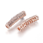 Zinc Alloy Rhinestone Beads, Tube, Crystal, Rose Gold, 26.5x8.5x6mm, Hole: 3.5mm(ALRI-P003-03RG)