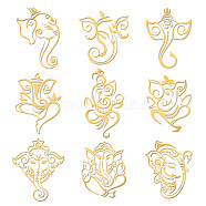 Nickel Decoration Stickers, Metal Resin Filler, Epoxy Resin & UV Resin Craft Filling Material, Golden, Elephant, 40x40mm, 9 style, 1pc/style, 9pcs/set(DIY-WH0450-105)
