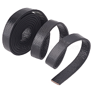 1M Flat PU Leather Cord, Leather Jewelry Cord, Jewelry DIY Making Material, Black, 9.5mm, about 1.09 Yards(1m)/pc(WL-WH0004-10)