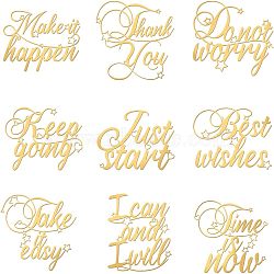 9Pcs 9 Styles Nickel Self-adhesive Picture Stickers, Golden, Word, 40x40mm, 1pc/style(DIY-OC0004-28)