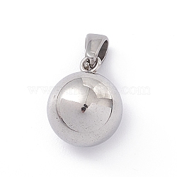 201 Stainless Steel Pendants, Round Charms, Stainless Steel Color, 14.5x12mm, Hole: 3x7mm(STAS-G284-13A-P)